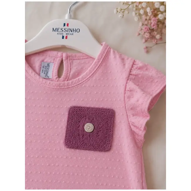 Compleu bluza si pantalonasi scurti, messinho, roz sbs1
