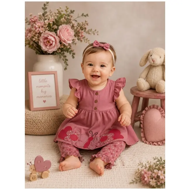 Compleu din doua piese, tricou si pantaloni pentru bebelusi, deco, model alsbs10, bumbac sbs10