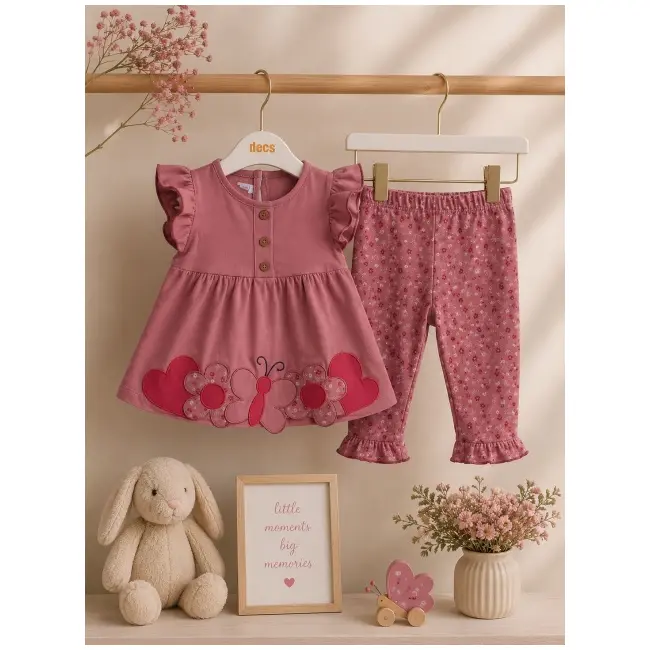 Compleu din doua piese, tricou si pantaloni pentru bebelusi, deco, model alsbs10, bumbac sbs10