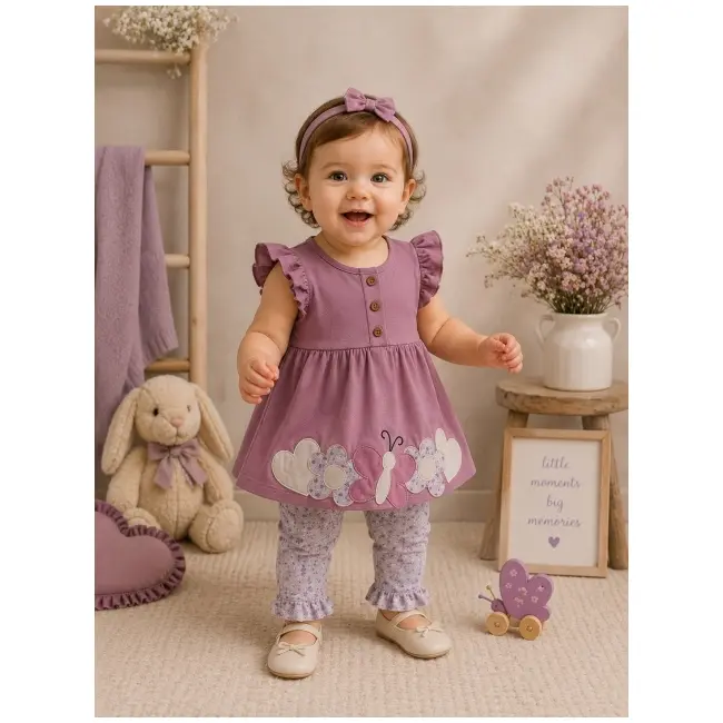 Compleu din doua piese, tricou si pantaloni pentru bebelusi, deco, model alsbs9, bumbac sbs9