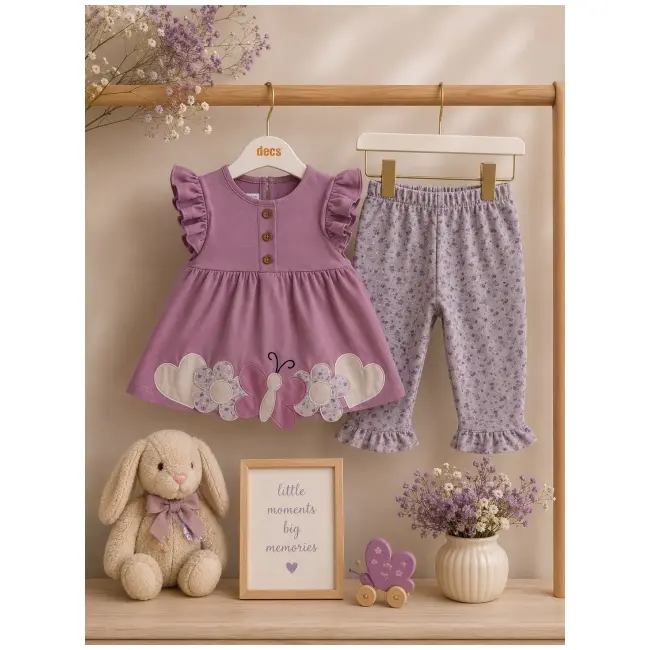 Compleu din doua piese, tricou si pantaloni pentru bebelusi, deco, model alsbs9, bumbac sbs9