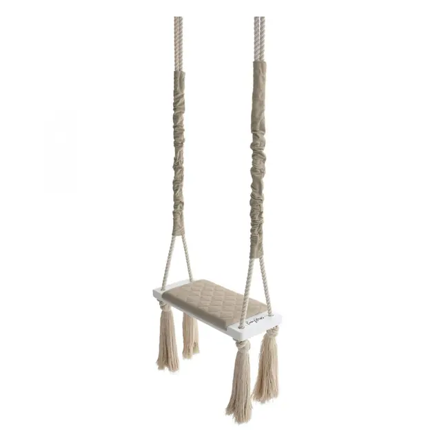 Leagan Copii Babysteps   Woodswing, Lemn, Spuma  Velvet Bej Premium, Design Scandinav, Pana La 100 Kg Pjbc1-8191