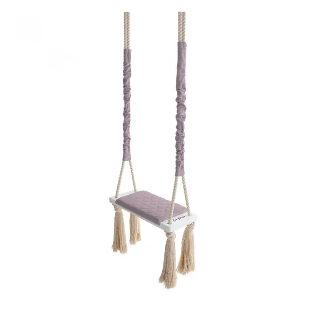Leagan Copii Babysteps   Woodswing, Lemn, Spuma  Velvet Sepia Rose Premium, Design Scandinav, Pana La 100 Kg - Babysteps Pjbc577