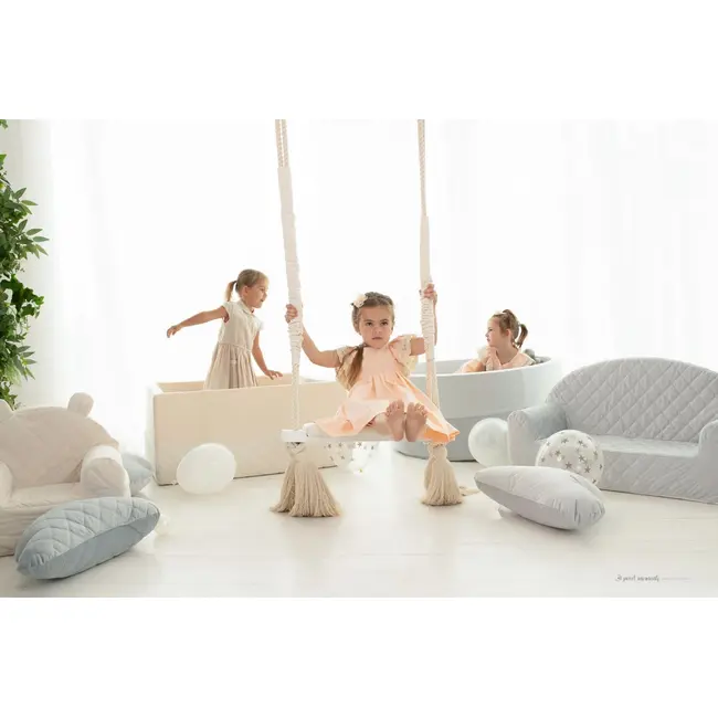 Leagan Copii Babysteps   Woodswing, Lemn, Spuma  Velvet Sepia Rose Premium, Design Scandinav, Pana La 100 Kg - Babysteps Pjbc577