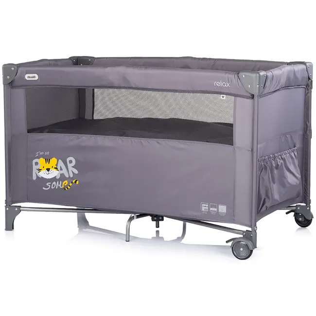 Patut pliabil Chipolino Relax Tiger charcoal cu laterala culisanta HUBKOSIRE266CH
