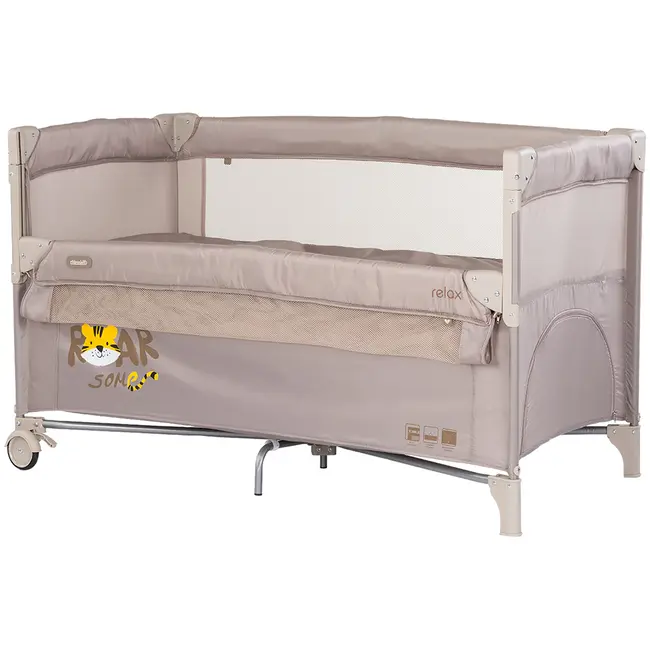 Patut pliabil Chipolino Relax Tiger latte cu laterala culisanta HUBKOSIRE268LA