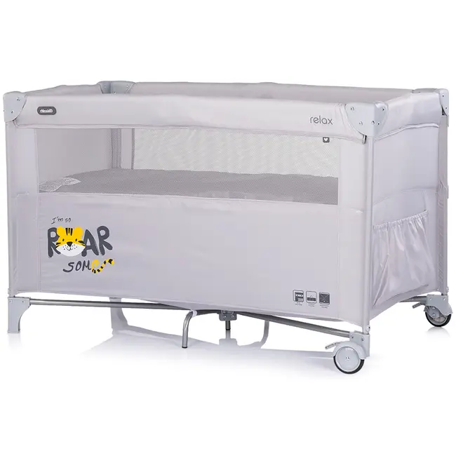 Patut pliabil Chipolino Relax Tiger platinum cu laterala culisanta HUBKOSIRE267PL