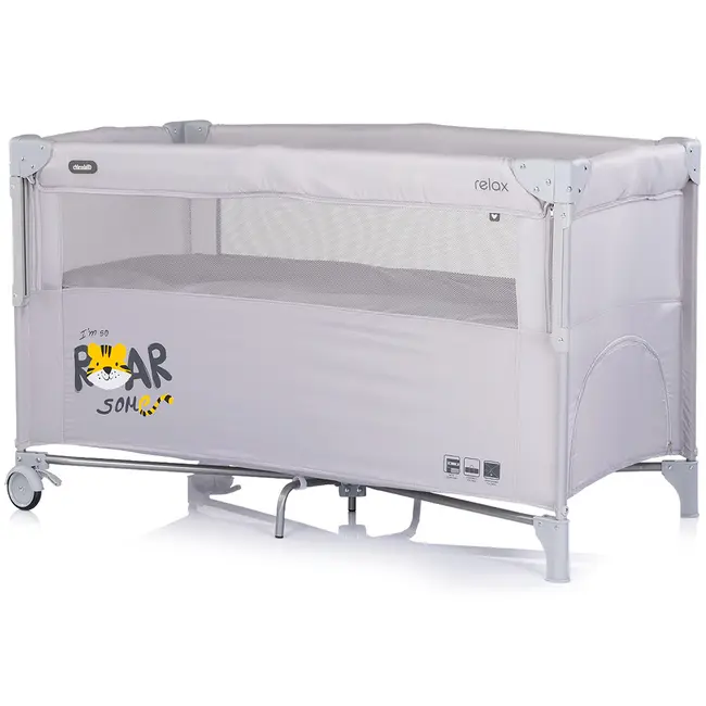 Patut pliabil Chipolino Relax Tiger platinum cu laterala culisanta HUBKOSIRE267PL