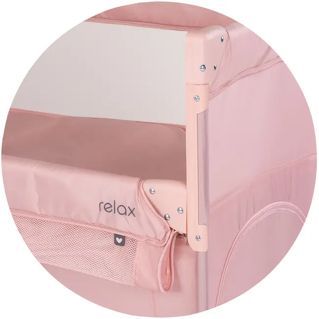 Patut pliabil Chipolino Relax Tiger powder pink cu laterala culisanta HUBKOSIRE2691P