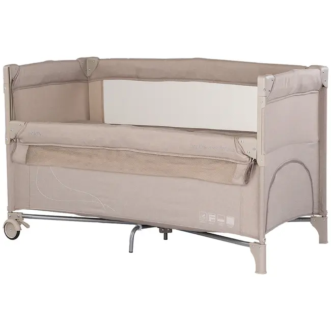 Patut pliabil Chipolino Relax latte linen cu laterala culisanta HUBKOSIRE263LA