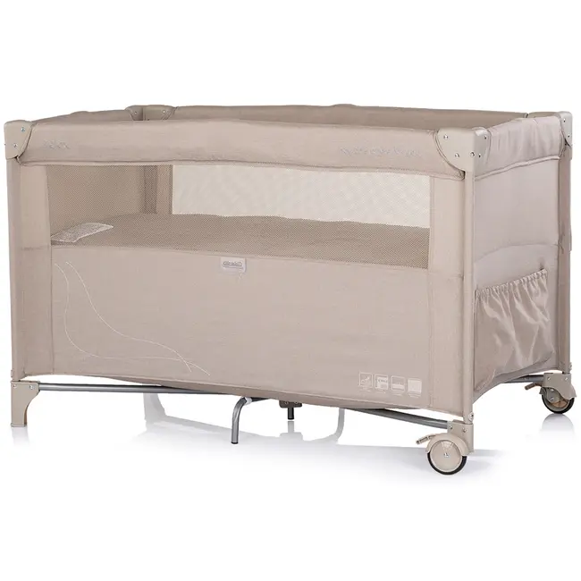 Patut pliabil Chipolino Relax latte linen cu laterala culisanta HUBKOSIRE263LA