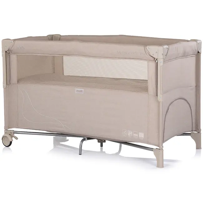Patut pliabil Chipolino Relax latte linen cu laterala culisanta HUBKOSIRE263LA