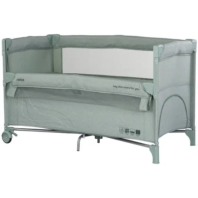 Patut pliabil Chipolino Relax matcha linen cu laterala culisanta HUBKOSIRE264MA
