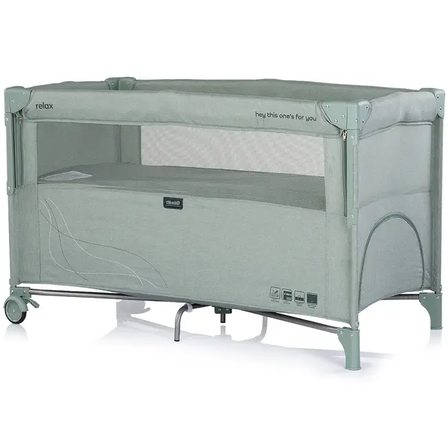 Patut pliabil Chipolino Relax matcha linen cu laterala culisanta HUBKOSIRE264MA