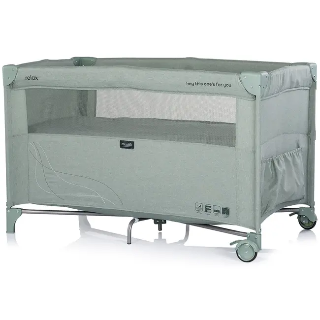 Patut pliabil Chipolino Relax matcha linen cu laterala culisanta HUBKOSIRE264MA