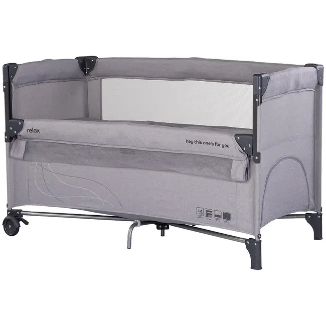 Patut pliabil Chipolino Relax platinum linen cu laterala culisanta HUBKOSIRE262PL