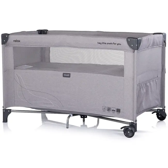 Patut pliabil Chipolino Relax platinum linen cu laterala culisanta HUBKOSIRE262PL