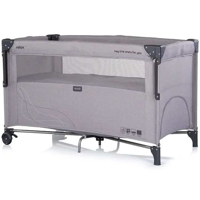 Patut pliabil Chipolino Relax platinum linen cu laterala culisanta HUBKOSIRE262PL