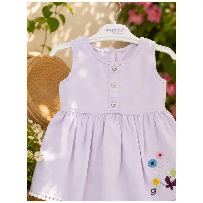 Rochita pentru bebelusi, oryeda cu broderie delicata, lila tram3