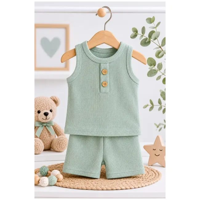 Set din doua piese pentru bebelusi, bumbac, bymurat, maiou si pantalonasi tram1-19