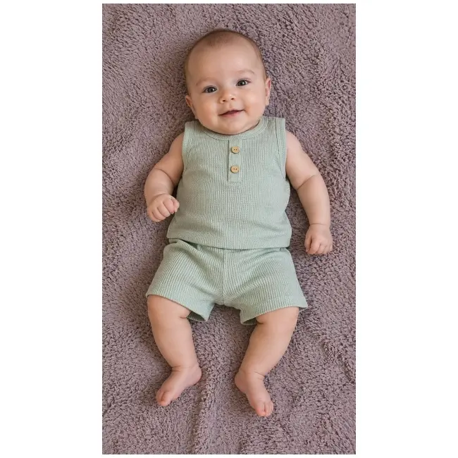 Set din doua piese pentru bebelusi, bumbac, bymurat, maiou si pantalonasi tram1-19