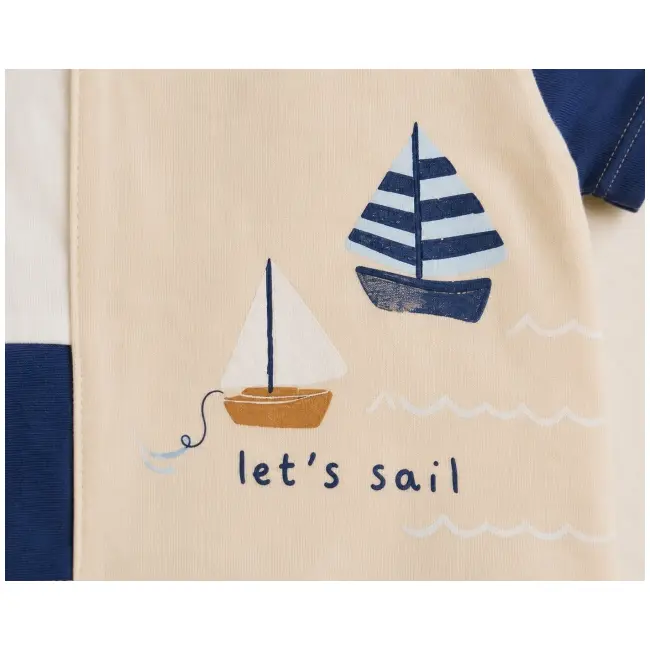 Set din doua piese pentru bebelusi, bumbac, ciciben kids, sail tram1-18