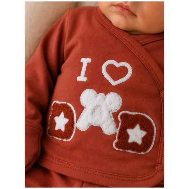 Set serde bebeluși nou-născut 0&ndash;3 luni, 5 piese cu imprimarea &bdquo;i love dad&rdquo; - caramiziu bgk2051-1