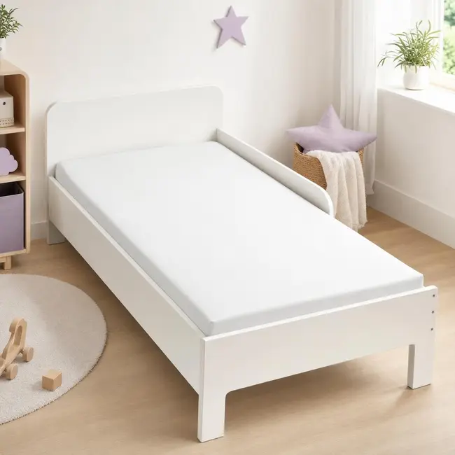 Saltea SmartNest 160x80x12 cm in 5 straturi pentru paturi copii 2-12 ani, husa bumbac ranforce alb uni - ASC6427968020590