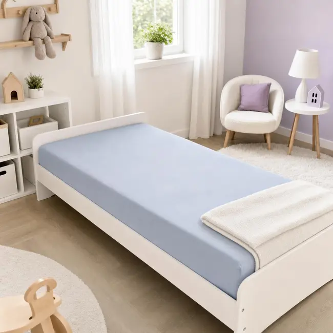 Saltea SmartNest 160x80x12 cm in 5 straturi pentru paturi copii 2-12 ani, husa bumbac ranforce bleu uni - ASC6427968020606