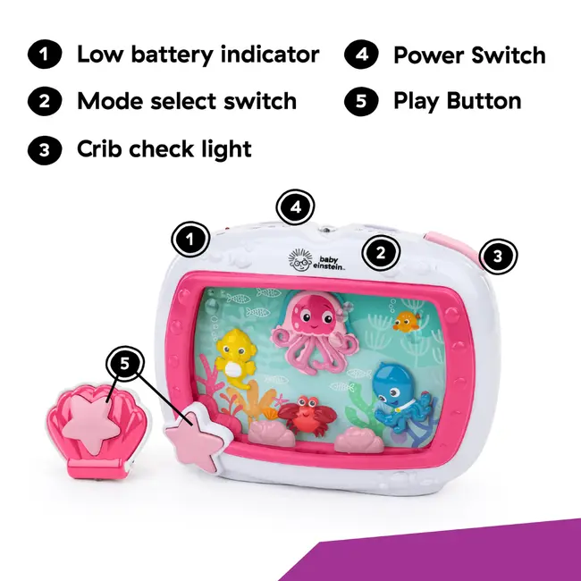 Baby einstein - jucarie muzicala pentru patut sea dreams soother pink bbb17428