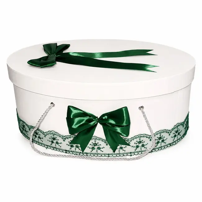 Cutie trusou botez dantela verde si fundite asortate, Denikos&reg; CT002