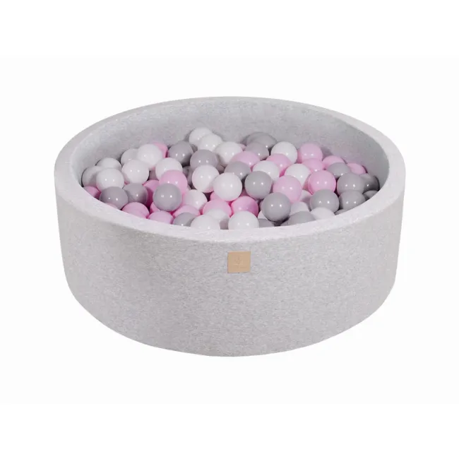 Piscina Uscata Cu 200 De Bile (alb, Gri, Roz Pastel) Meowbaby  , 90x30 Cm, Gri Deschis Pjbmeo033