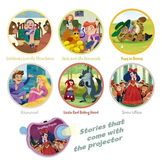 Proiector cu 6 povesti - rapunzel, jack si vrejul de fasole, etc