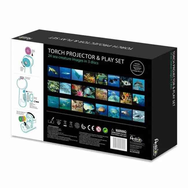 Set proiector tip lanterna & 3 figurine - animalute marine