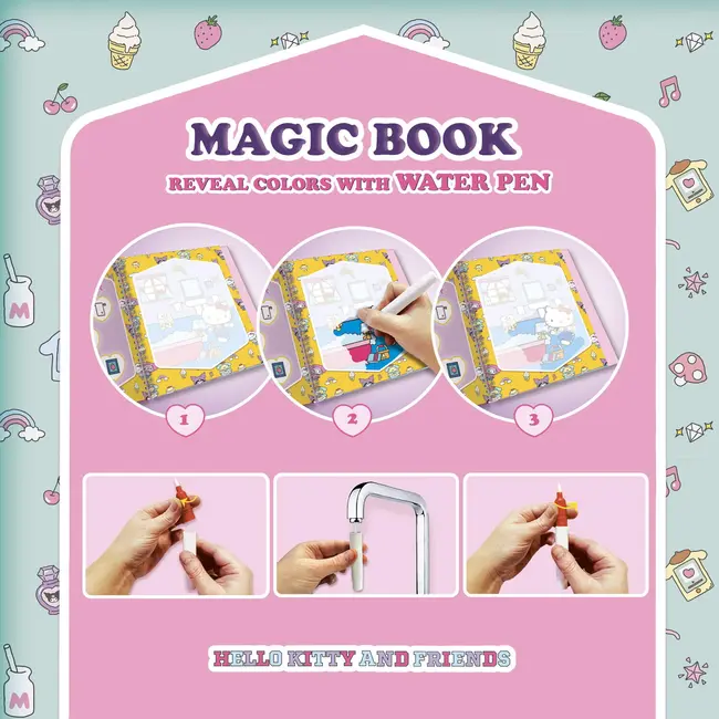 Waterbook: carte de colorat cu apa - hello kitty & prietenii