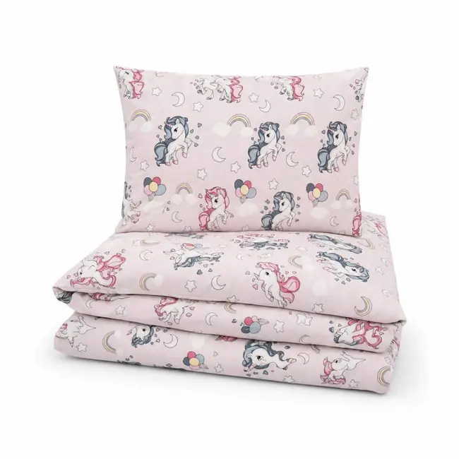Lenjerie pat bebe 120x60 cm bumbac ranforce 3 piese Unicorni - ASC6427968020743