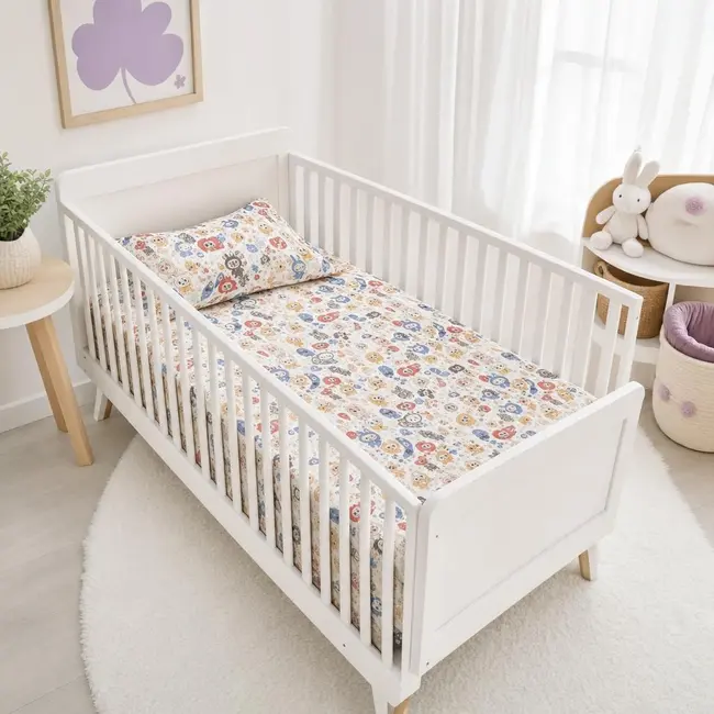 Lenjerie pat bebe 120x60 cm bumbac ranforce 3 piese Labubu - ASC6427968020750