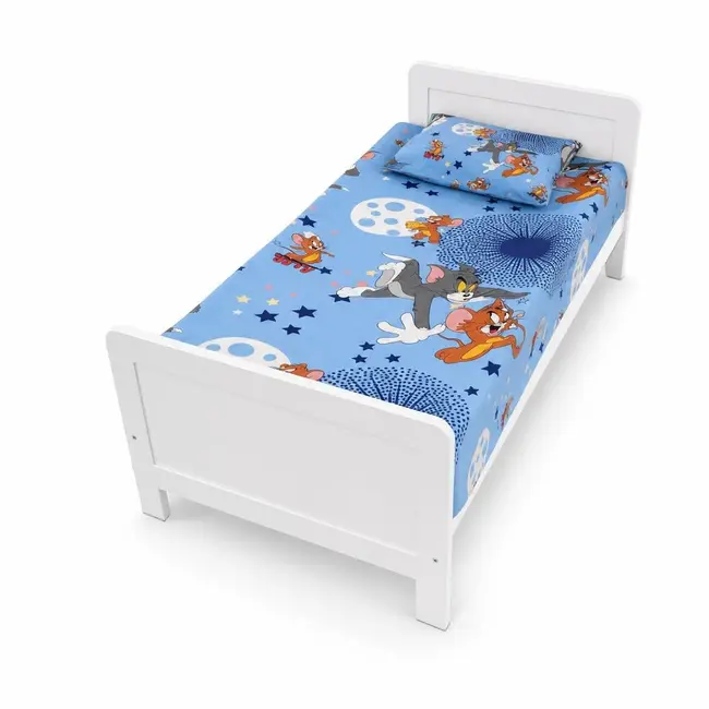 Lenjerie patut bebe 120x60 cm bumbac ranforce 3 piese Tom si Jerry Blue - ASC6427968020781