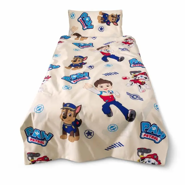 Lenjerie patut bebe 120x60 cm bumbac ranforce 3 piese Paw Patrol Crem - ASC6427968020798