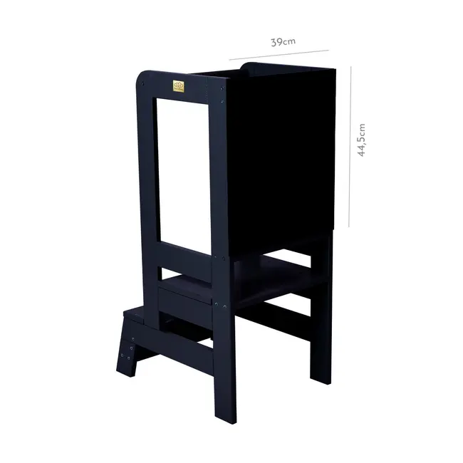 Inaltator Learning Tower Ajustabil Cu Tabla De Scris, Ajutor De Bucatarie Meowbaby  , Lemn Negru Pjbkh02011cie