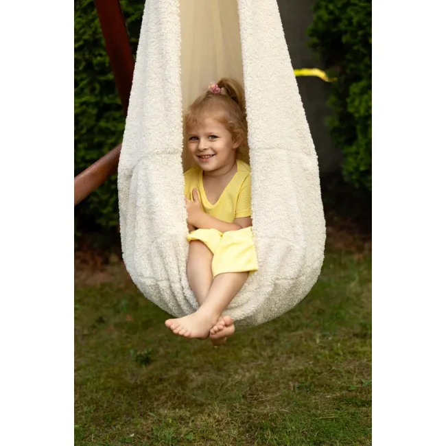 Leagan Tip Cocon Pentru Copii Meowbaby   Boucle White  ,   Locul Preferat Pentru Joaca Si Relaxare Pjbmbohkk93