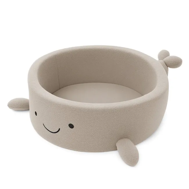 Piscina Cu Bile Boucle Pentru Copii Meowbaby   Balena,   Oat Biscuit Beige, Fara Bile, Material Certificat Oeko-tex Pjbmbsbawlr21220