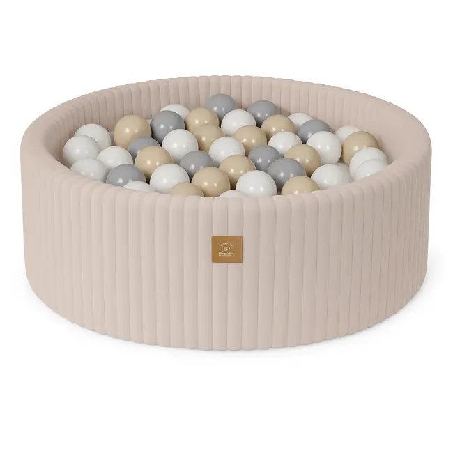 Piscina Uscata Cu 200 De Bile 7cm Meowbaby   Churros, 90x30 Cm, Premium Velur Reiat   Corduroy Bej Pjbmchbao21000