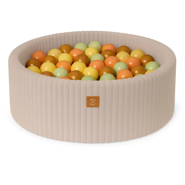 Piscina Uscata Cu 200 De Bile 7cm Meowbaby   Churros, 90x30 Cm, Premium Velur Reiat   Corduroy Bej Pjbmchbao21000
