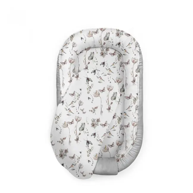 Suport De Dormit Babynest Premium Bumbac Si Catifea Nature Soft Grey By Babysteps, 70x35 Cm Pjb3410c