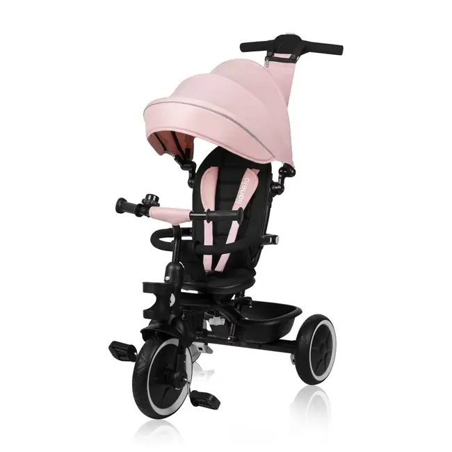 Tricicleta copii, Lionelo, Berry, 2 in 1, Multifunctionala, Suport picioare, Control al directiei, Scaun reversibil, Rotire 360 grade, Functie de roata libera, Utilizare pana la 5 ani, Constructie din otel, Conform cu standardul EN71, Roz BYNLO-BERRY_PINK