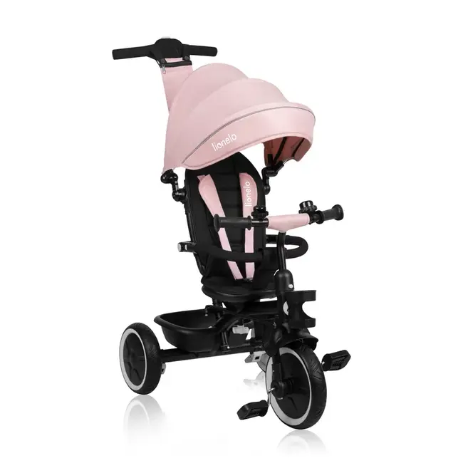 Tricicleta copii, Lionelo, Berry, 2 in 1, Multifunctionala, Suport picioare, Control al directiei, Scaun reversibil, Rotire 360 grade, Functie de roata libera, Utilizare pana la 5 ani, Constructie din otel, Conform cu standardul EN71, Roz BYNLO-BERRY_PINK