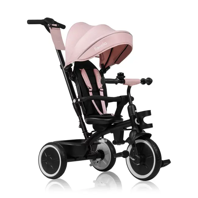 Tricicleta copii, Lionelo, Berry, 2 in 1, Multifunctionala, Suport picioare, Control al directiei, Scaun reversibil, Rotire 360 grade, Functie de roata libera, Utilizare pana la 5 ani, Constructie din otel, Conform cu standardul EN71, Roz BYNLO-BERRY_PINK