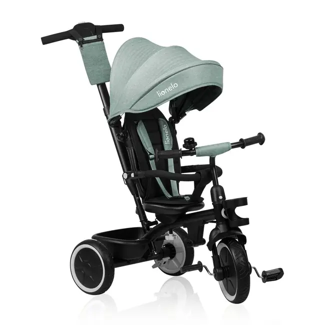 Tricicleta copii, Lionelo, Berry, 2 in 1, Multifunctionala, Suport picioare, Control al directiei, Scaun reversibil, Rotire 360 grade, Functie de roata libera, Utilizare pana la 5 ani, Constructie din otel, Conform cu standardul EN71, Verde BYNLO-BERRY_GR