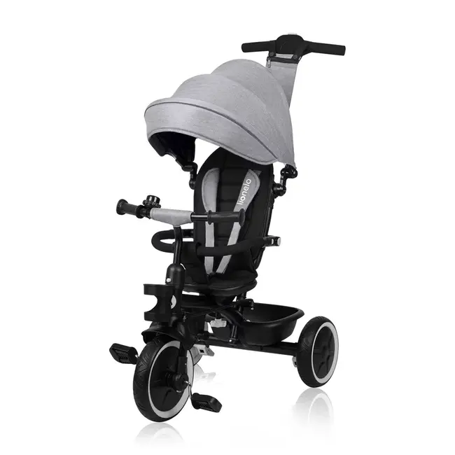 Tricicleta copii, Lionelo, Berry, 2 in 1, Multifunctionala, Suport picioare, Control al directiei, Scaun reversibil, Rotire 360 grade, Functie de roata libera, Utilizare pana la 5 ani, Constructie din otel, Conform cu standardul EN71, Gri BYNLO-BERRY_GREY